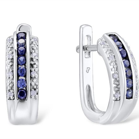 Sterling Silver Earrings Blue Nano Cubic Zirconia,White Cubic Zirconia (E301075CRSZSL925)