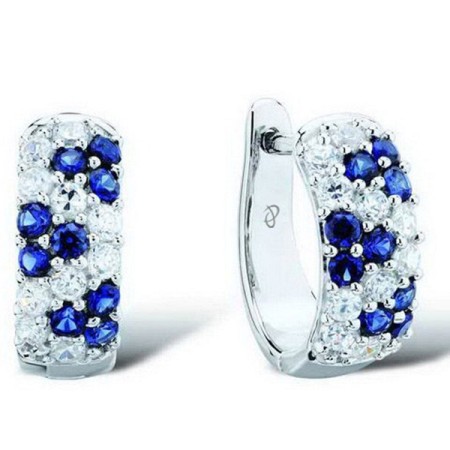 Sterling Silver Earrings Blue Nano Cubic Zirconia,White Cubic Zirconia (E301099CRSZSL925)