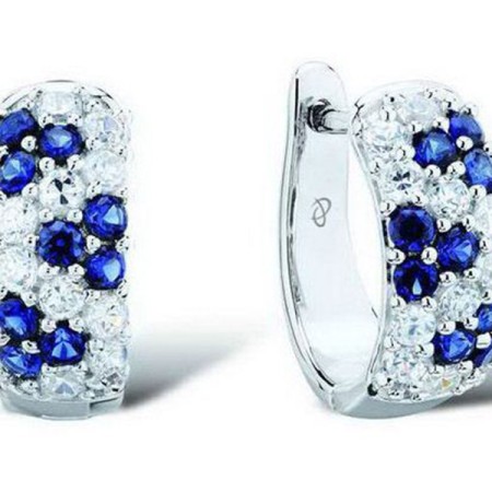Sterling Silver Earrings White Cubic Zirconia,Tanzanite Blue Cubic Zirconia (E301099TBWZSL925)