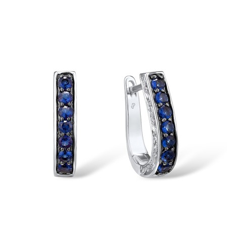 Sterling Silver Earrings Blue Glass,White Cubic Zirconia (E301100BLGSL925)