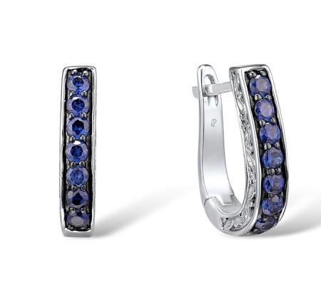 Sterling Silver Earrings Tanzanite Blue Cubic Zirconia,White Cubic Zirconia (E301100TBWZSL925)