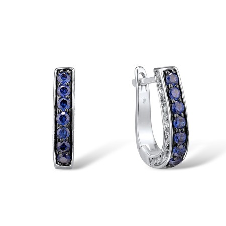 Sterling Silver Earrings Tanzanite Blue Cubic Zirconia,White Cubic Zirconia (E301100TBWZSL925)