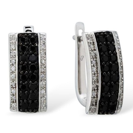 Sterling Silver Earrings Black spinel,White Cubic Zirconia (E301126BSNZSL925)