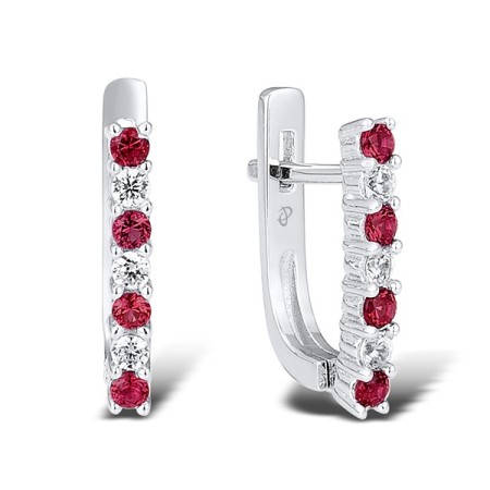 Sterling Silver Earrings Blue Nano Cubic Zirconia,White Cubic Zirconia (E301127CRSZSL925)