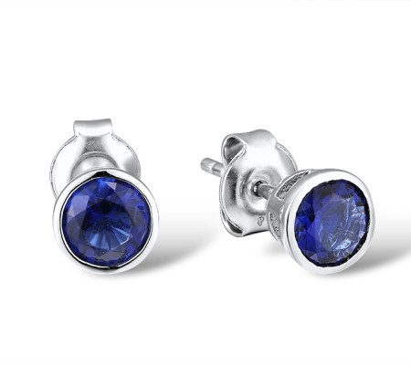 Sterling Silver Earrings Blue Glass (E301131BLGSL925)