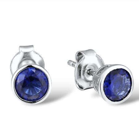 Sterling Silver Earrings Blue Glass (E301131BLGSL925)