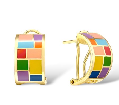 Sterling Silver w/ Yellow Plating Earrings Enamel (E301226ENASY925)