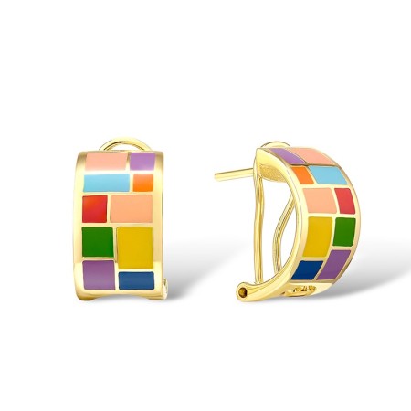 Sterling Silver w/ Yellow Plating Earrings Enamel (E301226ENASY925)