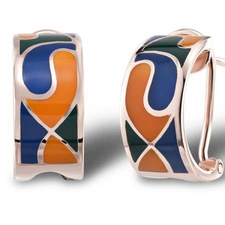 Sterling Silver w/ Rose Plating Earrings Enamel (E301227ENA1SR925)