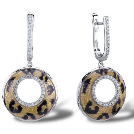 Sterling Silver Earrings Enamel,White Cubic Zirconia (E301251ENASL925)