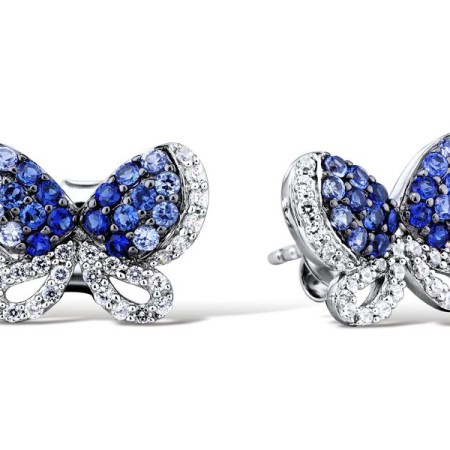 Sterling Silver Earrings Blue Nano Cubic Zirconia,White Cubic Zirconia (E301454CRSZSL925)