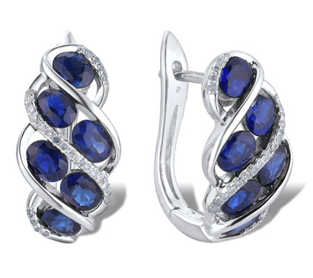 14KW Earrings Blue Sapphire,Diamond (E301470SAP14KW)