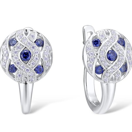 Sterling Silver Earrings Blue Nano Cubic Zirconia,White Cubic Zirconia (E301472CRSZSL925)