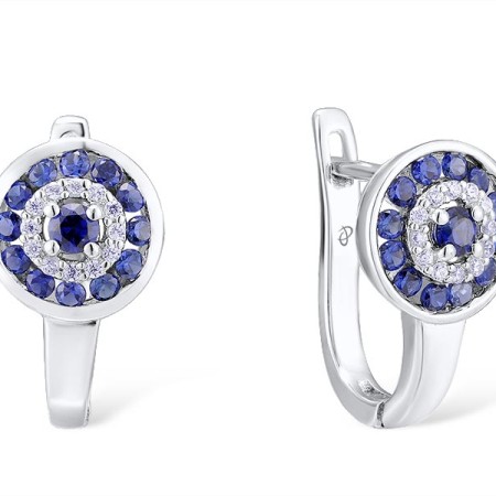 Sterling Silver Earrings White Cubic Zirconia,Blue Nano Cubic Zirconia (E301473CRSZSL925)