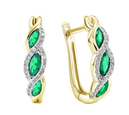 14KYW Earrings Emerald,Diamond (E303044EMR14KYW)