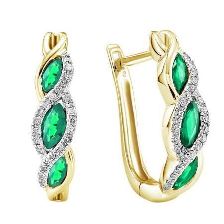 14KYW Earrings Emerald,Diamond (E303044EMR14KYW)