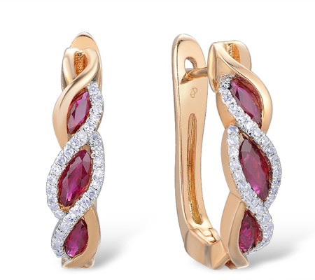 14KRW Earrings Diamond,Ruby (E303044RUY14KRW)