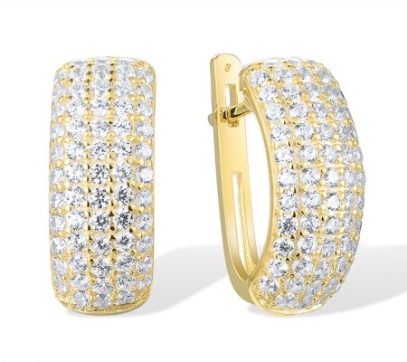 Sterling Silver w/ Yellow Plating Earrings White Cubic Zirconia (E303072WCZSY925)