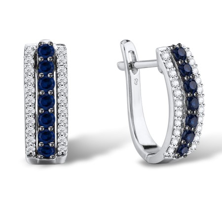 Sterling Silver Earrings White Cubic Zirconia,Blue Nano Cubic Zirconia (E303082CRSZSL925)