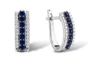 Sterling Silver Earrings Tanzanite Blue Cubic Zirconia,White Cubic Zirconia (E303082TBWZSL925)