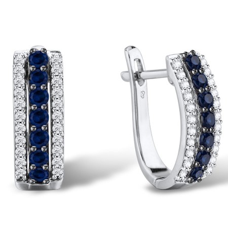 Sterling Silver Earrings Tanzanite Blue Cubic Zirconia,White Cubic Zirconia (E303082TBWZSL925)