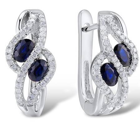 14KW Earrings Blue Sapphire,Diamond (E303096SAP14KW)