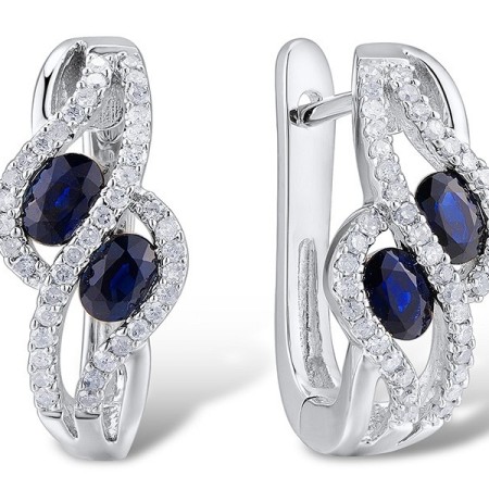 14KW Earrings Blue Sapphire,Diamond (E303096SAP14KW)