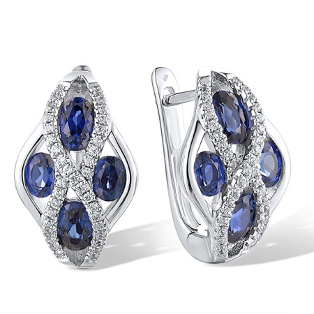 Sterling Silver Earrings White Cubic Zirconia,Created Sapphire (E303097CRSZSL925)