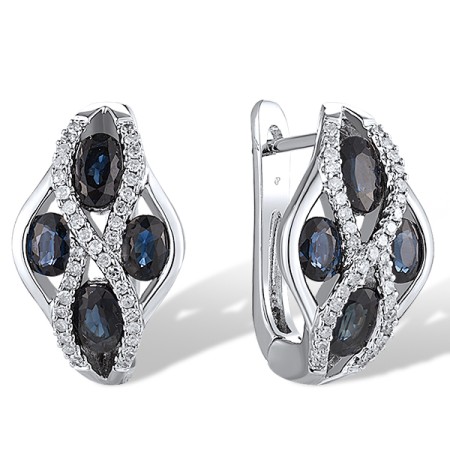 14KW Earrings Blue Sapphire,Diamond (E303097SAP14KW)