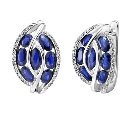 14KW Earrings Diamond,Blue Sapphire (E303099SAP14KW)