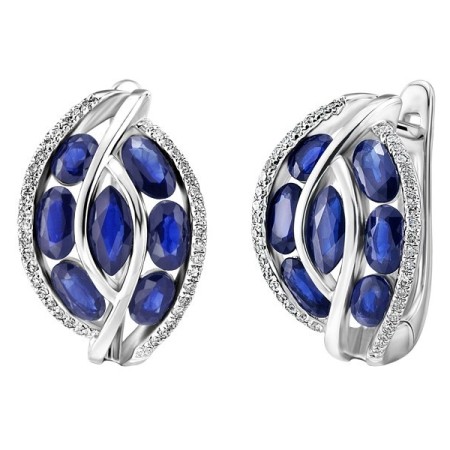 14KW Earrings Diamond,Blue Sapphire (E303099SAP14KW)
