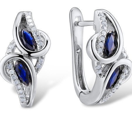 14KW Earrings Blue Sapphire,Diamond (E303102SAP14KW)