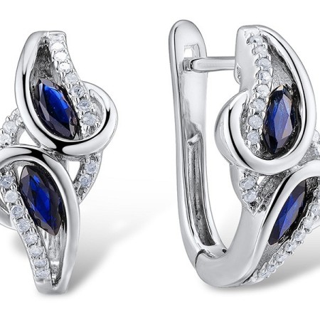 14KW Earrings Blue Sapphire,Diamond (E303102SAP14KW)