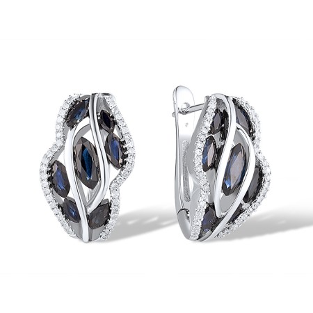14KW Earrings Blue Sapphire,Diamond (E303103SAP14KW)