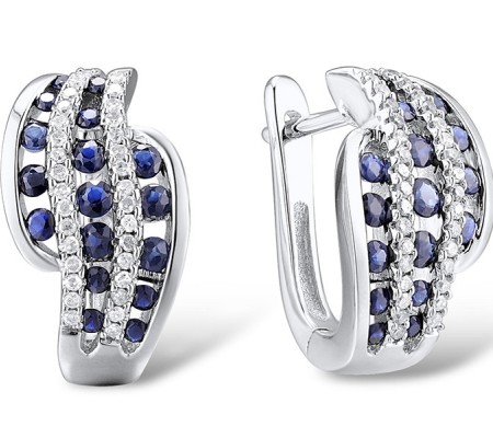 14KW Earrings Blue Sapphire,Diamond (E303109SAP14KW)