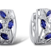 Sterling Silver Earrings White Cubic Zirconia,Blue Glass (E303115BLGZSL925)