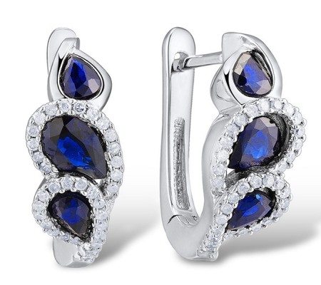 14KW Earrings Blue Sapphire,Diamond (E303124SAP14KW)