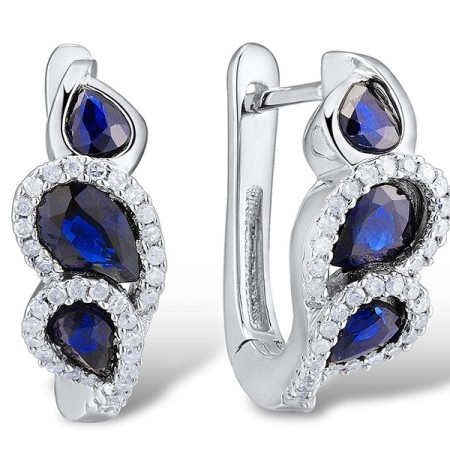 14KW Earrings Blue Sapphire,Diamond (E303124SAP14KW)