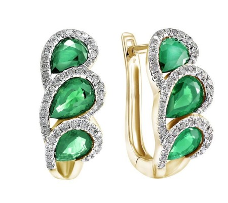 14KYW Earrings Diamond,Emerald (E303125EMR14KYW)
