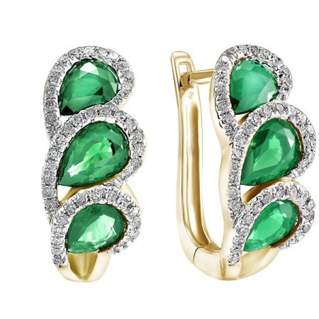 14KYW Earrings Diamond,Emerald (E303125EMR14KYW)