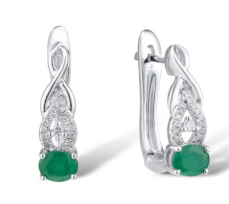 14KW Earrings Diamond,Emerald (E303238EMR14KW)