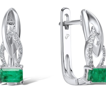 14KW Earrings Diamond,Emerald (E303239EMR14KW)