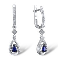 Sterling Silver w/ Black White Plating Earrings Blue Nano Cubic Zirconia,White Cubic Zirconia (E303245SBZZSK925)