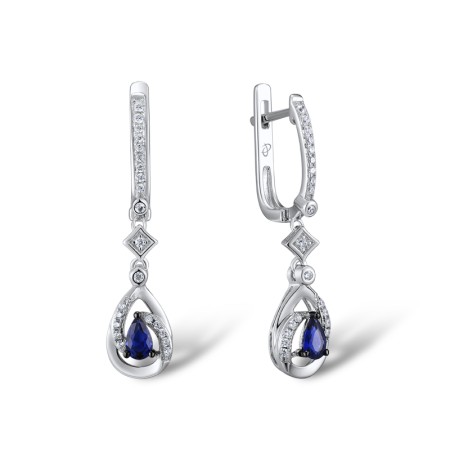 Sterling Silver w/ Black White Plating Earrings Blue Nano Cubic Zirconia,White Cubic Zirconia (E303245SBZZSK925)