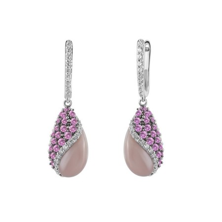 Sterling Silver Earrings Garnet Cubic Zirconia,Pink Shell,White Cubic Zirconia (E303361GZZSL925)