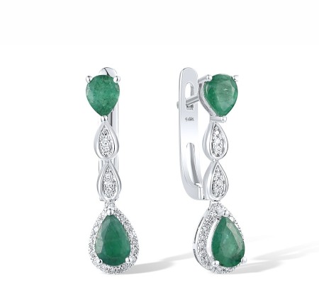14KW Earrings Diamond,Emerald (E303389EMR14KW)