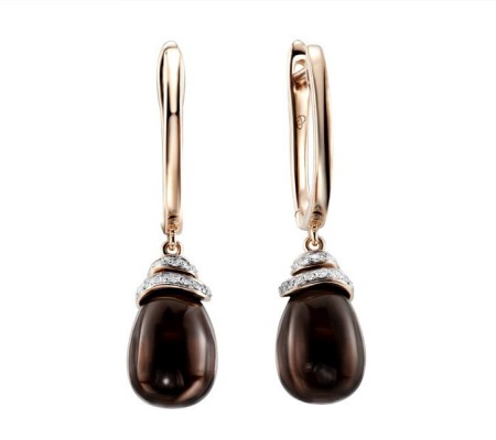14KR Earrings Diamond,Smoky Quartz (E303399SKQ14KR)