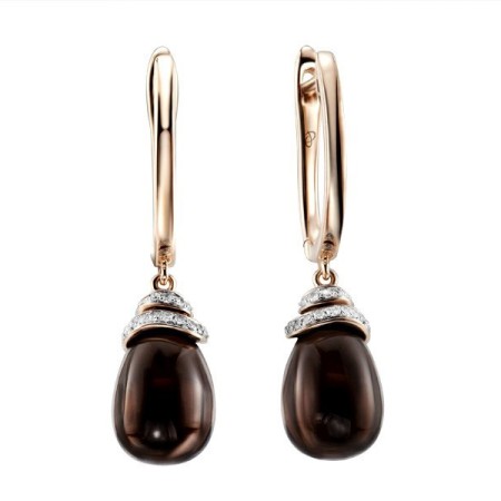 14KR Earrings Diamond,Smoky Quartz (E303399SKQ14KR)