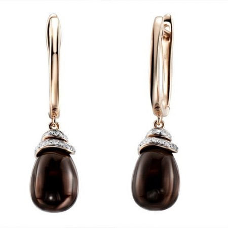 14KRW Earrings Diamond,Smoky Quartz (E303399SKQ14KRW)