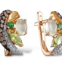 14KRWB Earrings Brown Diamond,Citrine,Diamond,Green Garnet,Peridot,Prehnite (E303402MUL14KRWB)
